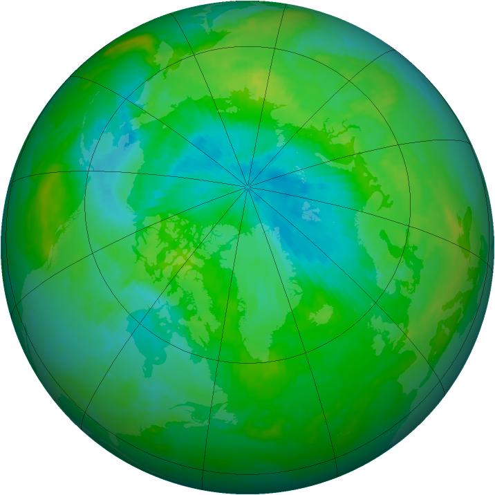 Arctic ozone map for 14 August 1984